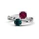 1 - Jianna 6.00 mm Cushion Rhodolite Garnet and Round London Blue Topaz 2 Stone Promise Ring 