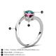 6 - Jianna 6.00 mm Cushion Rhodolite Garnet and Round London Blue Topaz 2 Stone Promise Ring 