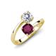 5 - Jianna 6.00 mm Cushion Rhodolite Garnet and IGI Certified Round Lab Grown Diamond 2 Stone Promise Ring 