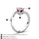 6 - Jianna 6.00 mm Cushion Rhodolite Garnet and Round Forever Brilliant Moissanite 2 Stone Promise Ring 