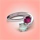 4 - Jianna 6.00 mm Cushion Rhodolite Garnet and Round Opal 2 Stone Promise Ring 