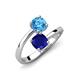 5 - Jianna 6.00 mm Cushion Lab Created Blue Sapphire and Round Blue Topaz 2 Stone Promise Ring 