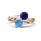 1 - Jianna 6.00 mm Cushion Lab Created Blue Sapphire and Round Blue Topaz 2 Stone Promise Ring 