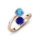 5 - Jianna 6.00 mm Cushion Lab Created Blue Sapphire and Round Blue Topaz 2 Stone Promise Ring 