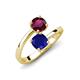 5 - Jianna 6.00 mm Cushion Lab Created Blue Sapphire and Round Rhodolite Garnet 2 Stone Promise Ring 