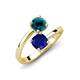 5 - Jianna 6.00 mm Cushion Lab Created Blue Sapphire and Round Blue Diamond 2 Stone Promise Ring 