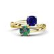 1 - Jianna 6.00 mm Cushion Lab Created Blue Sapphire and Round Lab Created Alexandrite 2 Stone Promise Ring 