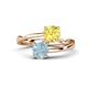 1 - Jianna 6.00 mm Cushion Lab Created Yellow Sapphire and Round Aquamarine 2 Stone Promise Ring 