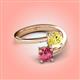 4 - Jianna 6.00 mm Cushion Lab Created Yellow Sapphire and Round Pink Tourmaline 2 Stone Promise Ring 