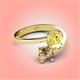 4 - Jianna 6.00 mm Cushion Lab Created Yellow Sapphire and Round Smoky Quartz 2 Stone Promise Ring 