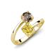 5 - Jianna 6.00 mm Cushion Lab Created Yellow Sapphire and Round Smoky Quartz 2 Stone Promise Ring 