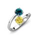 5 - Jianna 6.00 mm Cushion Lab Created Yellow Sapphire and Round Blue Diamond 2 Stone Promise Ring 