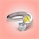 4 - Jianna 6.00 mm Cushion Lab Created Yellow Sapphire and IGI Certified Round Lab Grown Diamond 2 Stone Promise Ring 