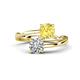 1 - Jianna 6.00 mm Cushion Lab Created Yellow Sapphire and Round Forever Brilliant Moissanite 2 Stone Promise Ring 