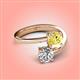 4 - Jianna 6.00 mm Cushion Lab Created Yellow Sapphire and Round Forever Brilliant Moissanite 2 Stone Promise Ring 