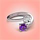 4 - Jianna 6.00 mm Cushion Forever Brilliant Moissanite and Round Amethyst 2 Stone Promise Ring 