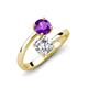 5 - Jianna 6.00 mm Cushion Forever Brilliant Moissanite and Round Amethyst 2 Stone Promise Ring 