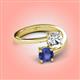 4 - Jianna 6.00 mm Cushion Forever Brilliant Moissanite and Round Iolite 2 Stone Promise Ring 