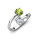 5 - Jianna 6.00 mm Cushion Forever Brilliant Moissanite and Round Peridot 2 Stone Promise Ring 