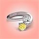 4 - Jianna 6.00 mm Cushion Forever Brilliant Moissanite and Round Lab Created Yellow Sapphire 2 Stone Promise Ring 