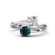 1 - Jianna 6.00 mm Cushion Forever Brilliant Moissanite and Round London Blue Topaz 2 Stone Promise Ring 