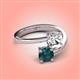 4 - Jianna 6.00 mm Cushion Forever Brilliant Moissanite and Round London Blue Topaz 2 Stone Promise Ring 
