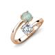 5 - Jianna 6.00 mm Cushion Forever Brilliant Moissanite and Round Opal 2 Stone Promise Ring 