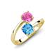 5 - Jianna 6.00 mm Cushion Blue Topaz and Round Lab Created Pink Sapphire 2 Stone Promise Ring 