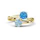 1 - Jianna 6.00 mm Cushion Blue Topaz and Round Aquamarine 2 Stone Promise Ring 