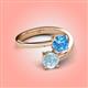 4 - Jianna 6.00 mm Cushion Blue Topaz and Round Aquamarine 2 Stone Promise Ring 
