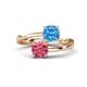 1 - Jianna 6.00 mm Cushion Blue Topaz and Round Pink Tourmaline 2 Stone Promise Ring 