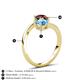 6 - Jianna 6.00 mm Cushion Blue Topaz and Round Red Garnet 2 Stone Promise Ring 