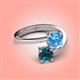 4 - Jianna 6.00 mm Cushion Blue Topaz and Round Blue Diamond 2 Stone Promise Ring 
