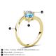 6 - Jianna 6.00 mm Cushion Blue Topaz and IGI Certified Round Lab Grown Diamond 2 Stone Promise Ring 