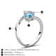 6 - Jianna 6.00 mm Cushion Blue Topaz and Round Forever Brilliant Moissanite 2 Stone Promise Ring 
