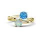 1 - Jianna 6.00 mm Cushion Blue Topaz and Round Opal 2 Stone Promise Ring 