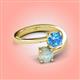 4 - Jianna 6.00 mm Cushion Blue Topaz and Round Opal 2 Stone Promise Ring 