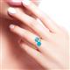 3 - Jianna 6.00 mm Cushion Blue Topaz and Round Turquoise 2 Stone Promise Ring 