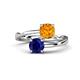 1 - Jianna 6.00 mm Cushion Citrine and Round Blue Sapphire 2 Stone Promise Ring 