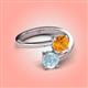 4 - Jianna 6.00 mm Cushion Citrine and Round Aquamarine 2 Stone Promise Ring 