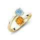 5 - Jianna 6.00 mm Cushion Citrine and Round Aquamarine 2 Stone Promise Ring 
