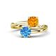 1 - Jianna 6.00 mm Cushion Citrine and Round Blue Topaz 2 Stone Promise Ring 