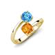 5 - Jianna 6.00 mm Cushion Citrine and Round Blue Topaz 2 Stone Promise Ring 