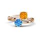 1 - Jianna 6.00 mm Cushion Citrine and Round Blue Topaz 2 Stone Promise Ring 