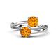 1 - Jianna 6.00 mm Cushion and Round Citrine 2 Stone Promise Ring 