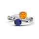 1 - Jianna 6.00 mm Cushion Citrine and Round Iolite 2 Stone Promise Ring 