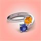 4 - Jianna 6.00 mm Cushion Citrine and Round Iolite 2 Stone Promise Ring 