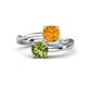 1 - Jianna 6.00 mm Cushion Citrine and Round Peridot 2 Stone Promise Ring 