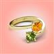 4 - Jianna 6.00 mm Cushion Citrine and Round Peridot 2 Stone Promise Ring 