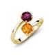 5 - Jianna 6.00 mm Cushion Citrine and Round Rhodolite Garnet 2 Stone Promise Ring 